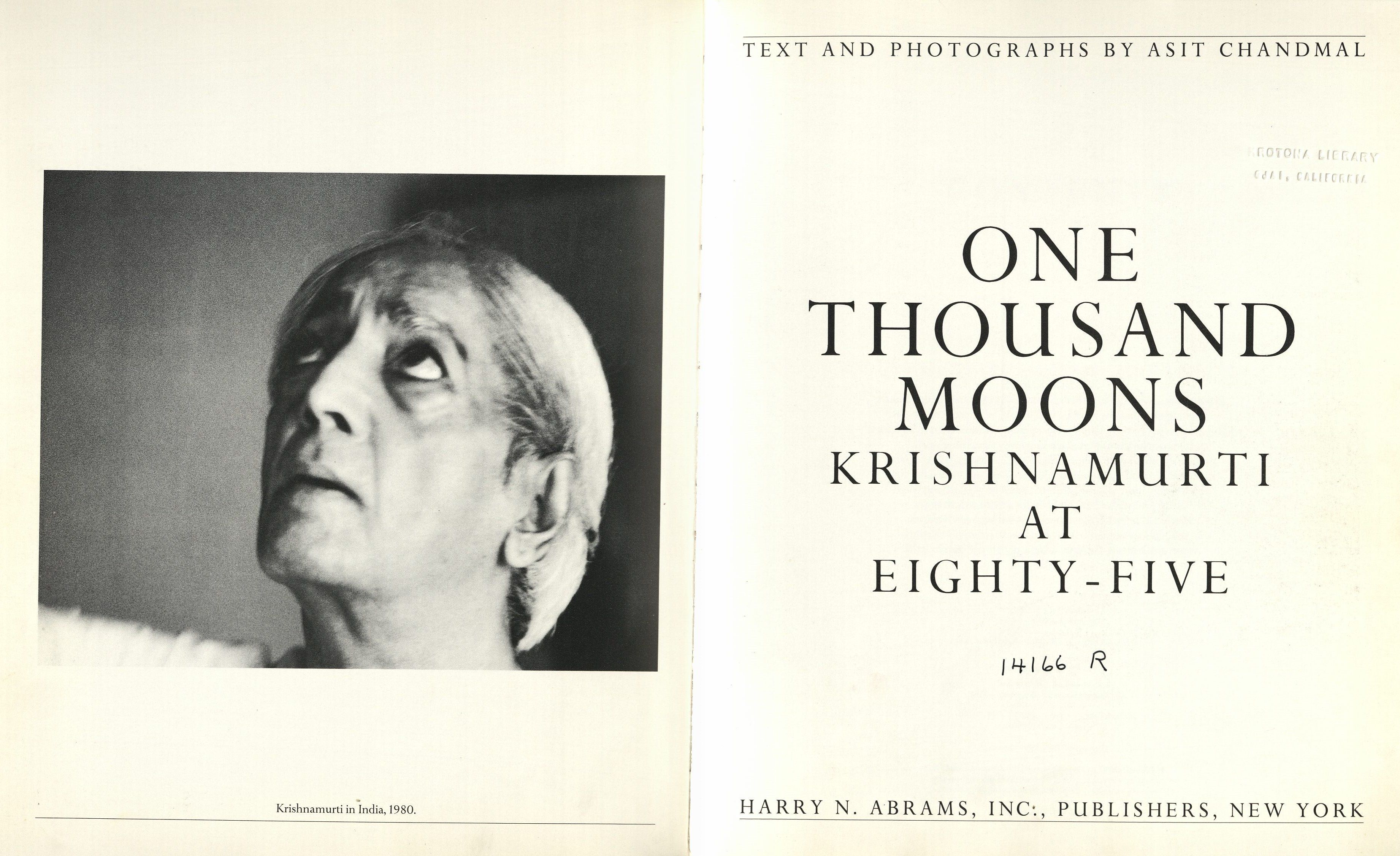 One Thousand Moons: Krishnamurti at Eighty-Five · Humanities Hub