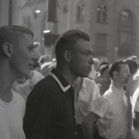 Spectators at the Bank of America protest, 1964