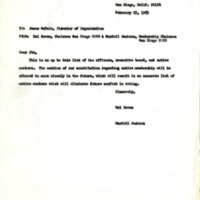 Letter from Harold Brown and Mardell Jackson to James McCain, February 23, 1965