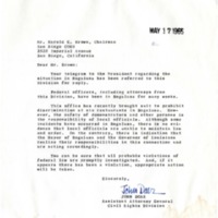 Letter from John Doar to Harold Brown, May 17, 1965
