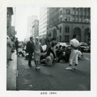 Demonstrators sitting on the street, 1964