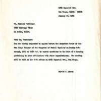 Letter from Harold Brown to Michael Parkhouse, January 27, 1965