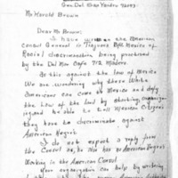 Letter from James Freeman to Harold Brown