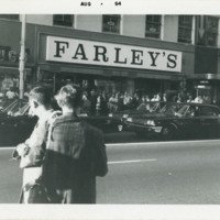 Crowd outside of Farley's, 1964