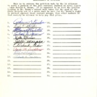 Endorsement of Petition to share Harold Brown's jail sentence, November 4, 1964