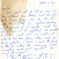 Letter from Charlie to Harold Brown, September 4, 1966