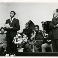 Harold Brown speaking at a church