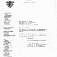 Letter from Ruth Sanderson to Harold Brown, September 16, 1964