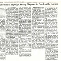 "Registration Campaign Among Negroes in South Aids Johnson," <em>The New York Times</em>, October 19, 1964