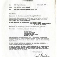 Memorandum from Carl Rachlin to CORE chairmen, February 3, 1965