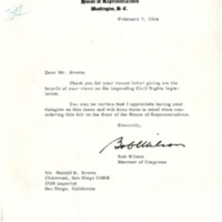 Letter from Bob Wilson to Harold Brown, February 7, 1964