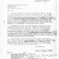 Letter (draft) from Harold Brown to the Director of the San Diego Zoological Society, September 3, 1964