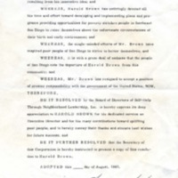 Resolution of appreciation for Harold Brown, August 1967