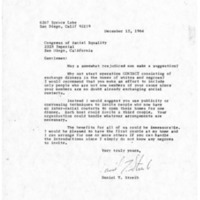 Letter from Daniel Streib to San Diego CORE, December 15, 1964