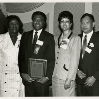 Harold Brown after receiving award, 1992