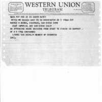 Telegram from Lionel Van Deerlin to Harold Brown, February 7, 1964