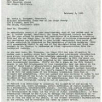 Letter from Harold Brown to David Thompson, February 5, 1965